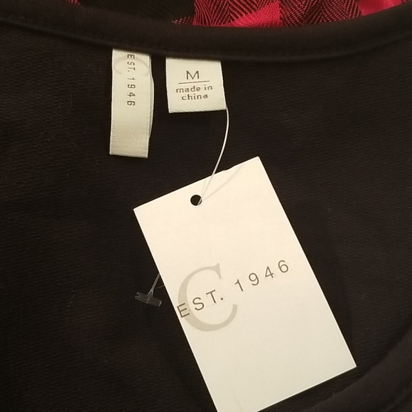 Tunic black tshirt with Buffalo check M - Picture 4 of 4